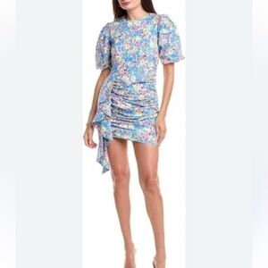 En Saison Puff-Sleeve Ruched Mini Dress